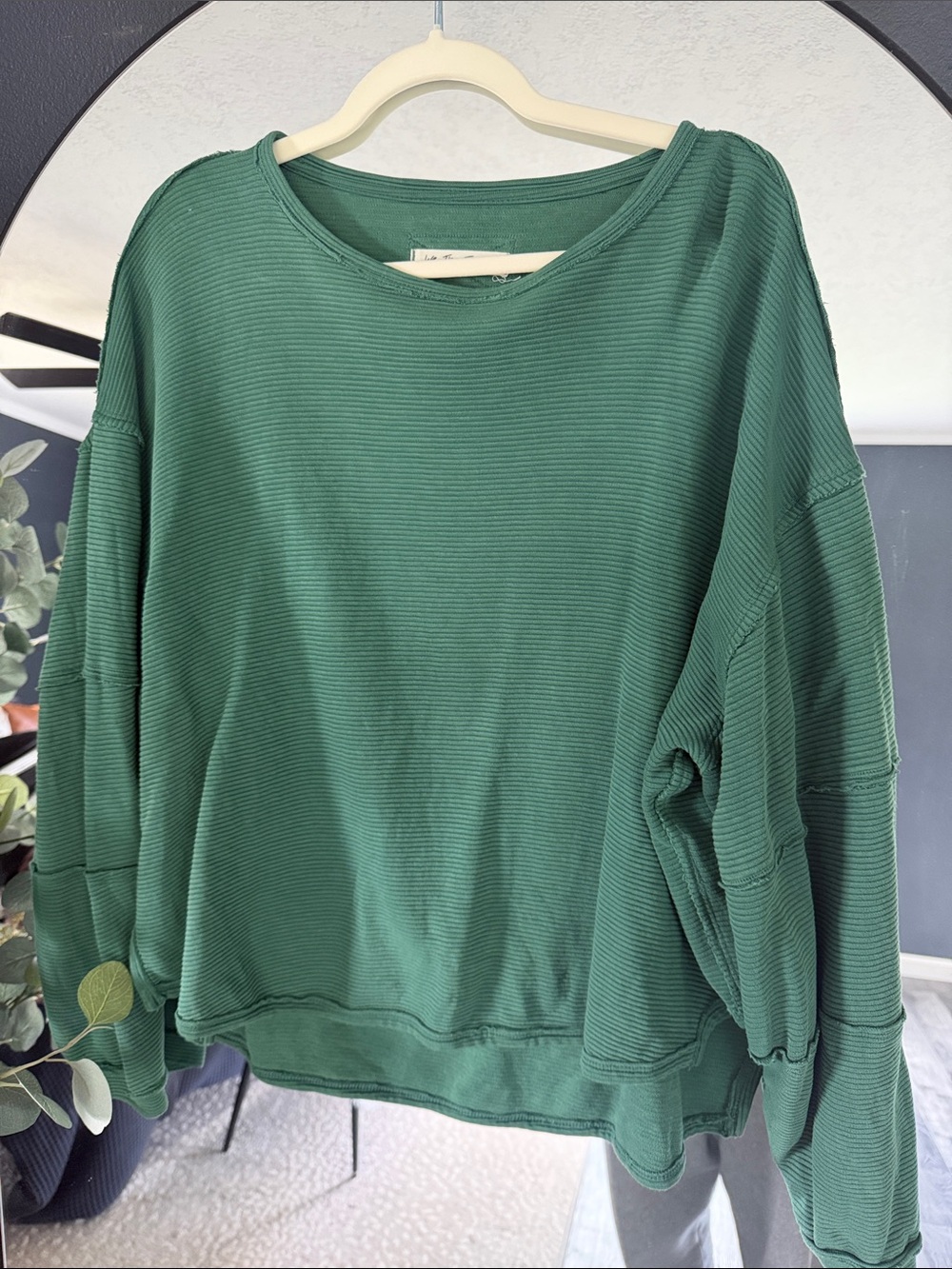 We The Free Ribbed Crewneck Sweatshirt in Forest Green